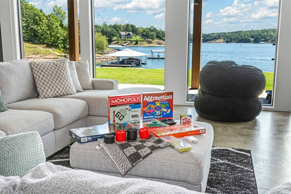 Board games included for family fun.