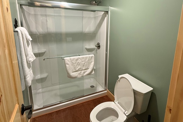Upstairs Hall Bathroom with shower. 