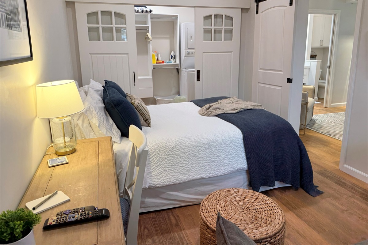 Queen Bed, Sleeper Sofa & Desk