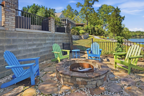 Our favorite way to end a lake day 🔥 Grab a chair, light the fire and settle in for the evening.