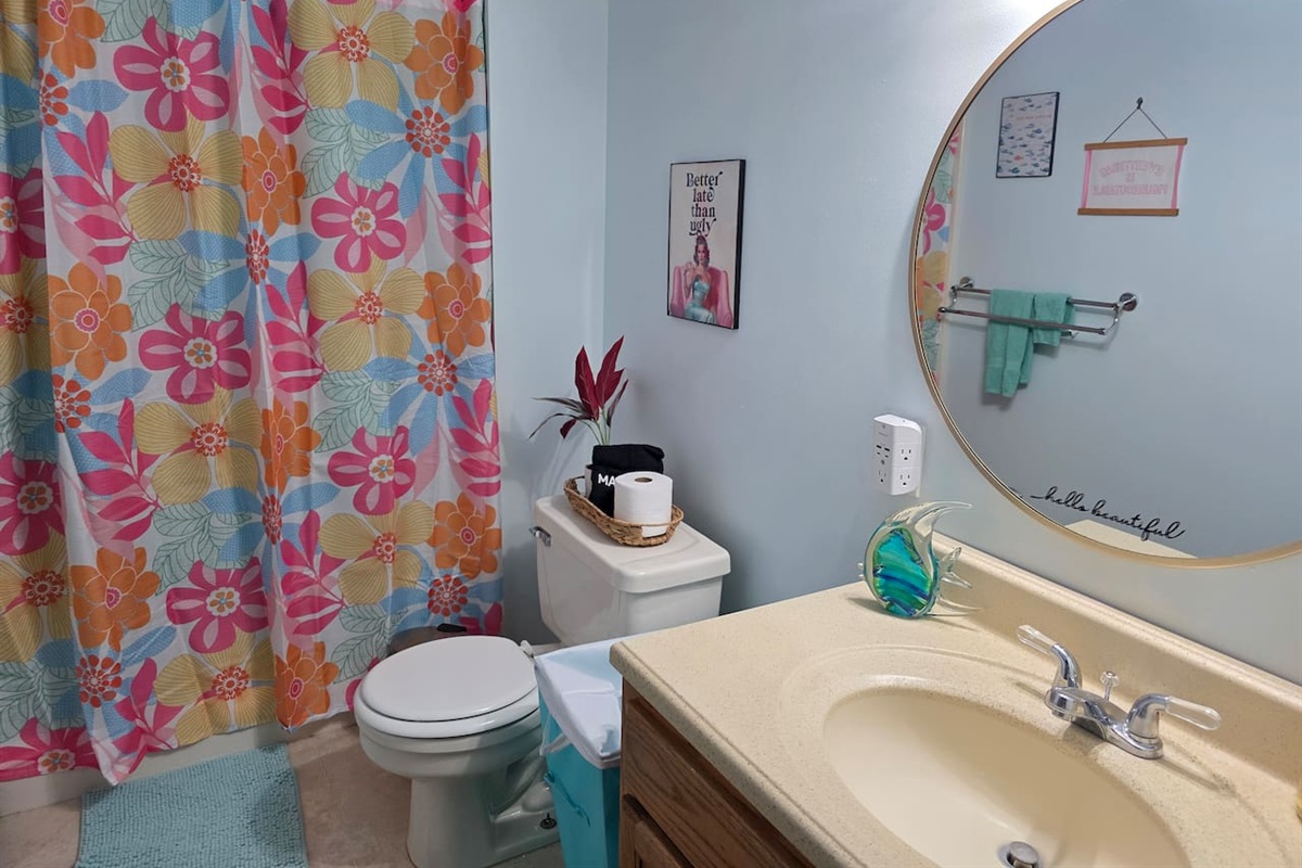Upstairs bathroom with shower