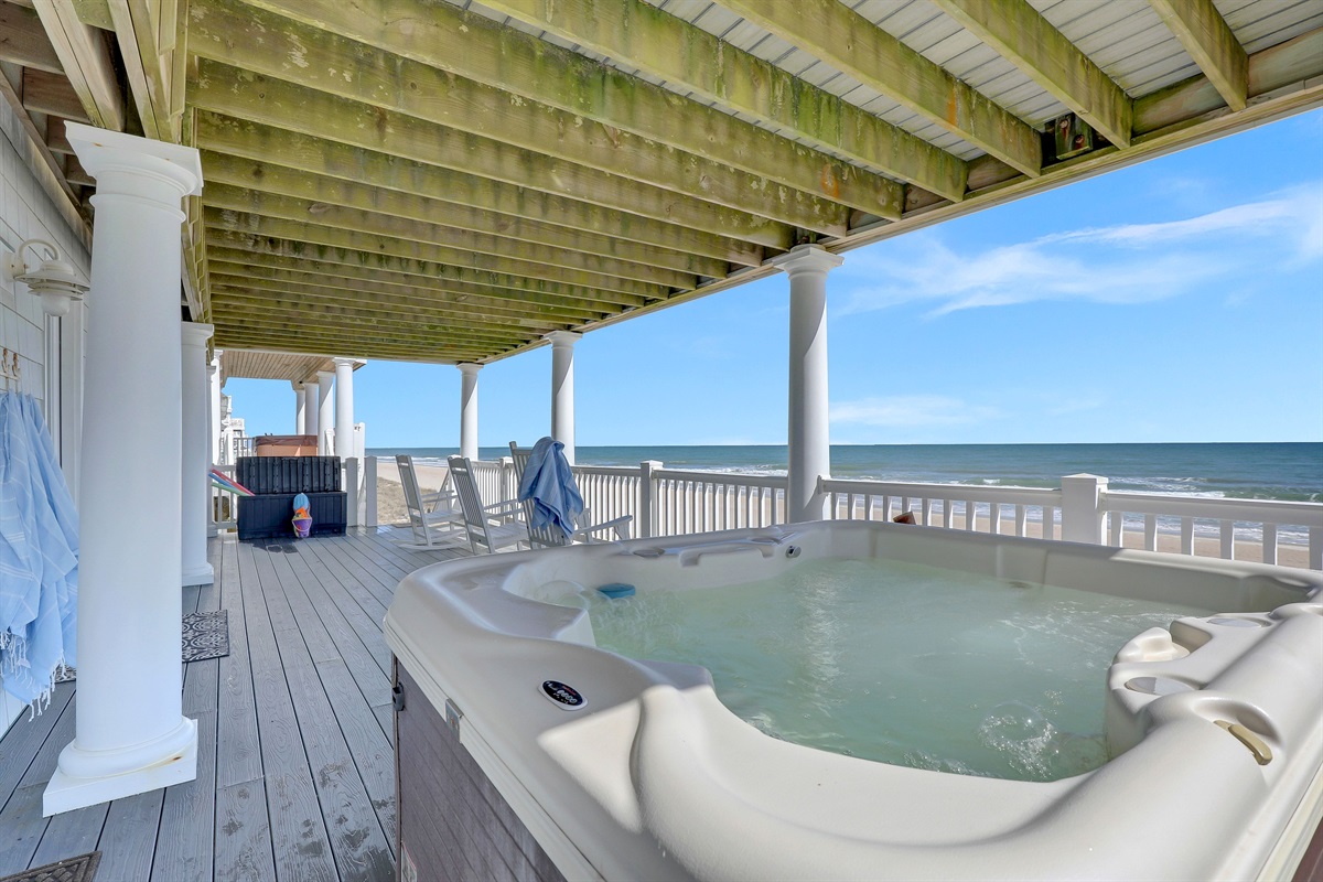 Unwind after a day in the sun in your private, ocean-facing hot tub.