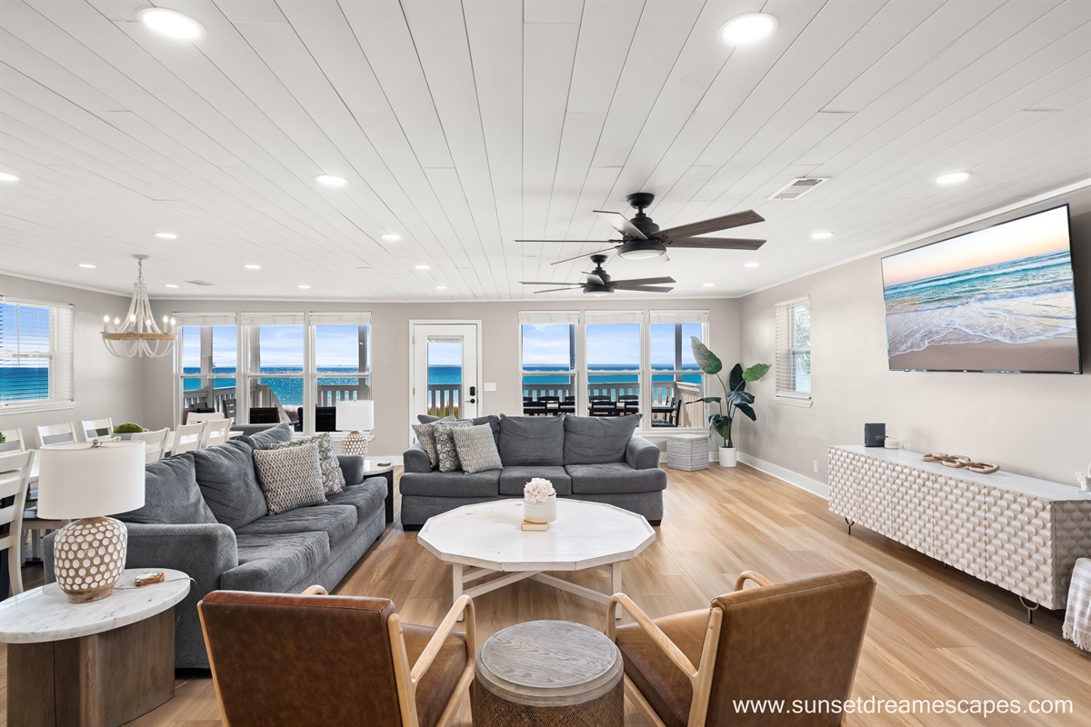 The living room area has a 75" TV with YouTubeTV to provide live channels and Roku so you may access your favorites streaming services while on vacation. Fast Wifi access is boosted throughout the home, so both work and play are a breeze.