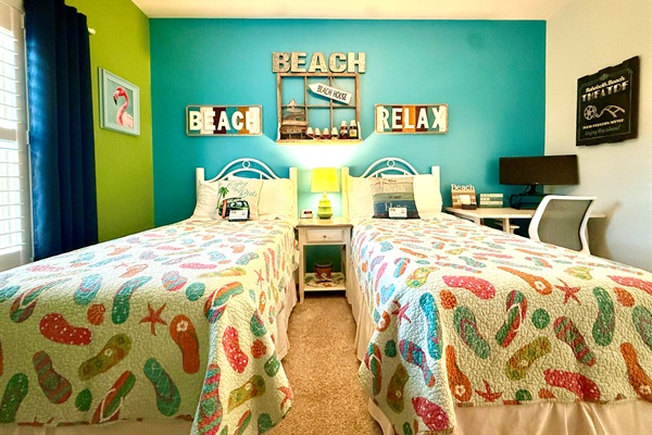 Second Bedroom (2 Twins can be moved together to make a King) Direct Door to Hall Bathroom