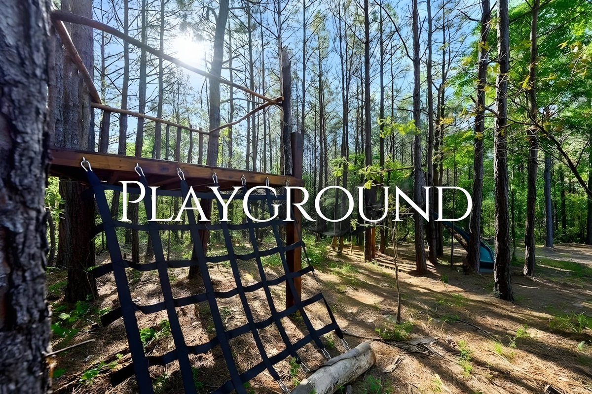 Kids will love having their own playground area to climb, swing, and explore just steps from the cabin.
