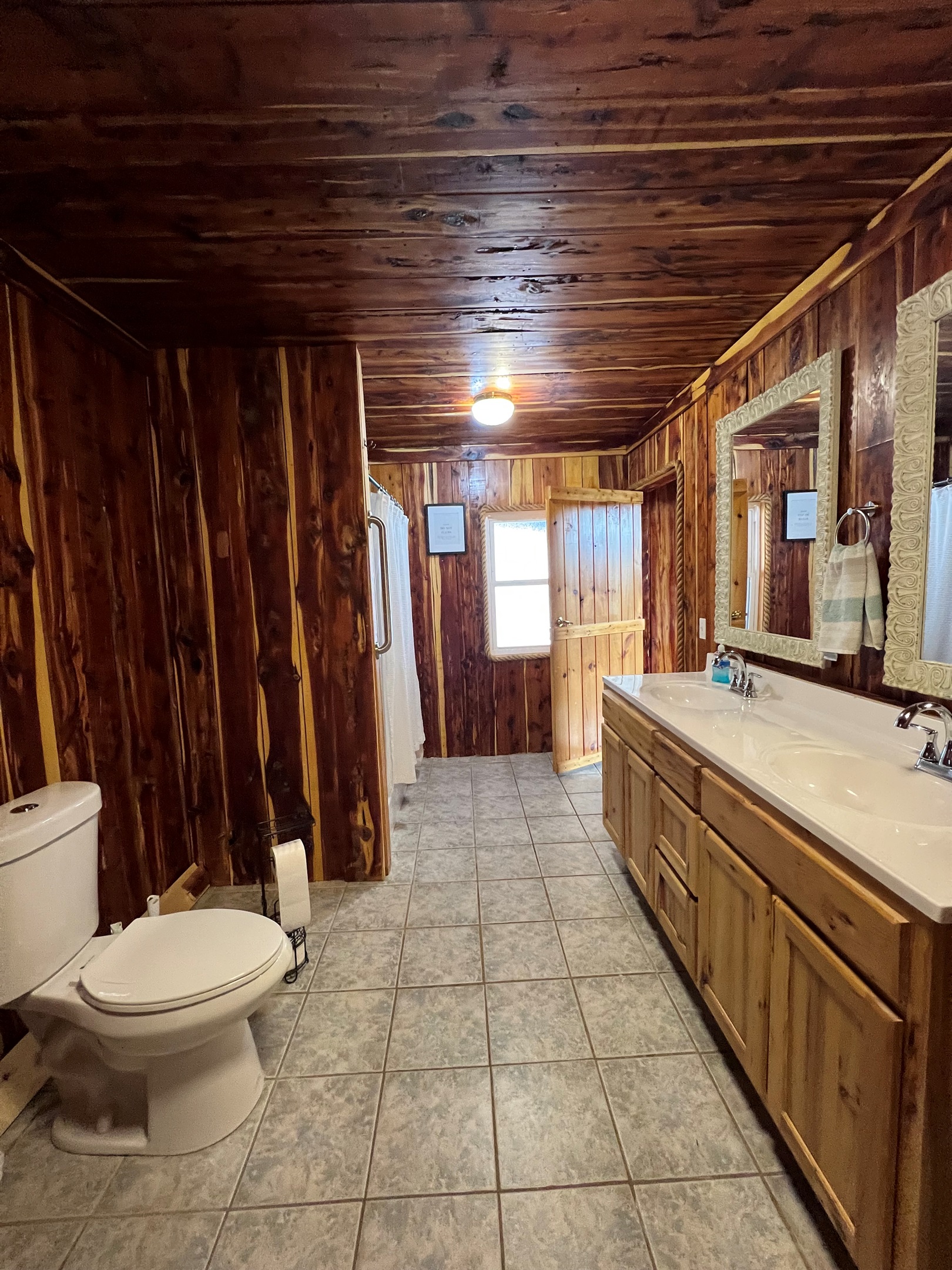 large bathroom on the first level. Access from primary and main living