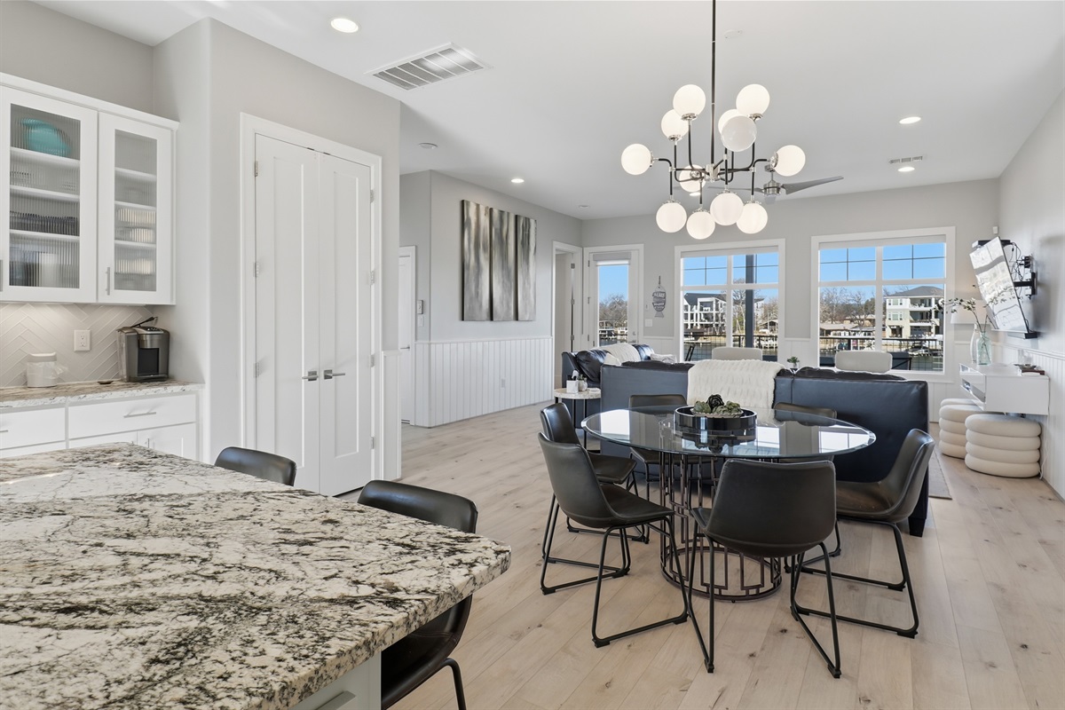 Kitchen overlooks family room