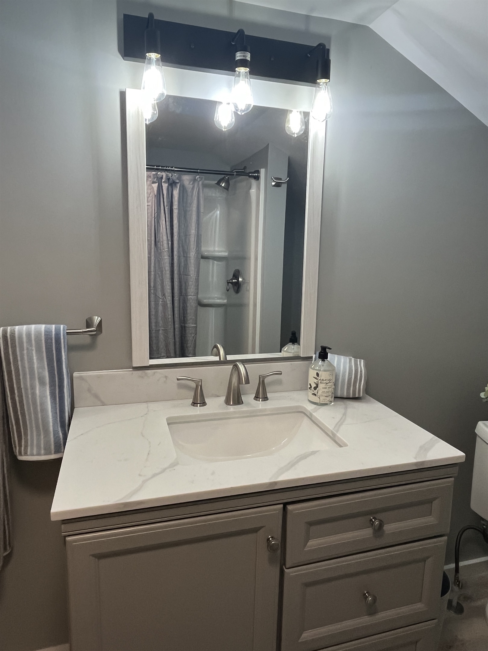 Renovated bathroom with shower