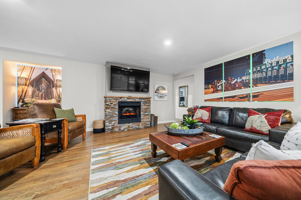Fold into the couches by the stone fireplace — Hot Springs Breakaway