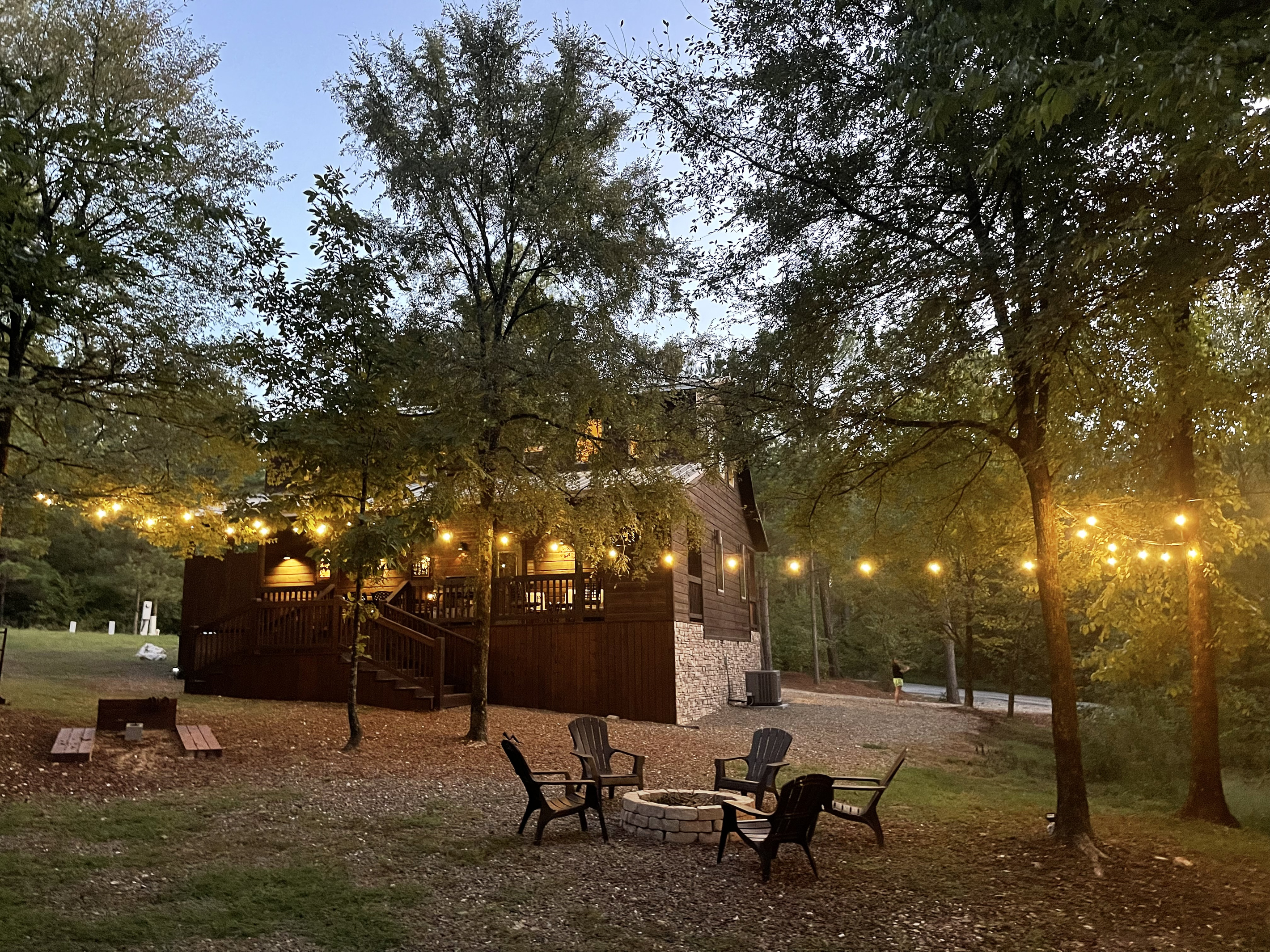 Beautiful backyard with games and fun party lights!