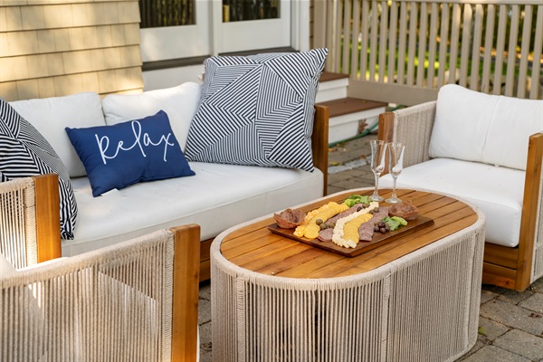 Cozy outdoor seating—perfect for morning coffee or sunset chats.