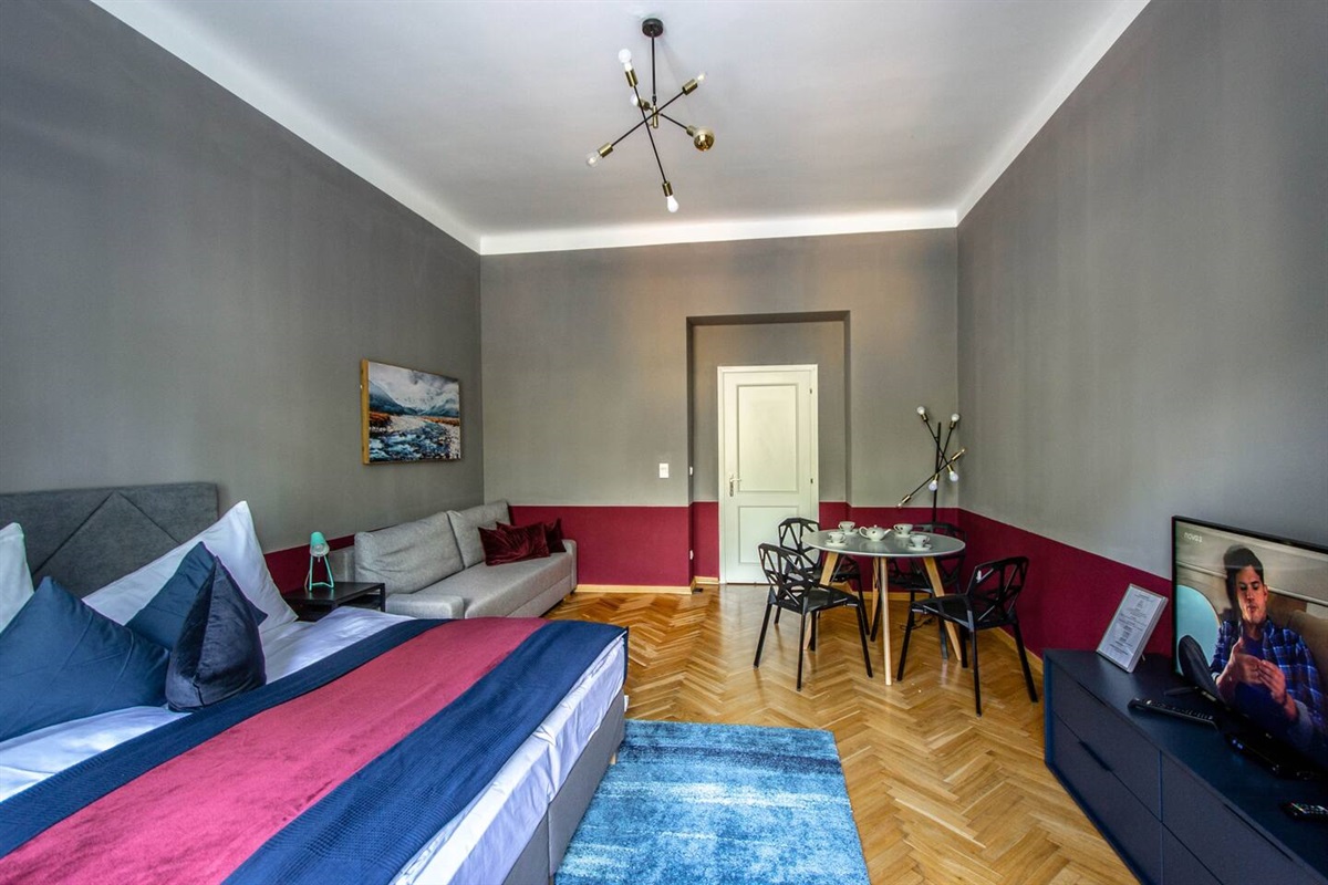 Apartment is pretty spacious and can accommodate up to 6 people.
