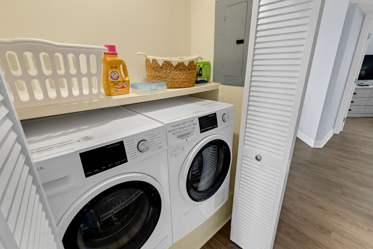 Washer and Dryer located in the unit 