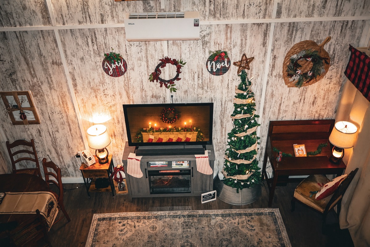 Living room view from the bedroom loft