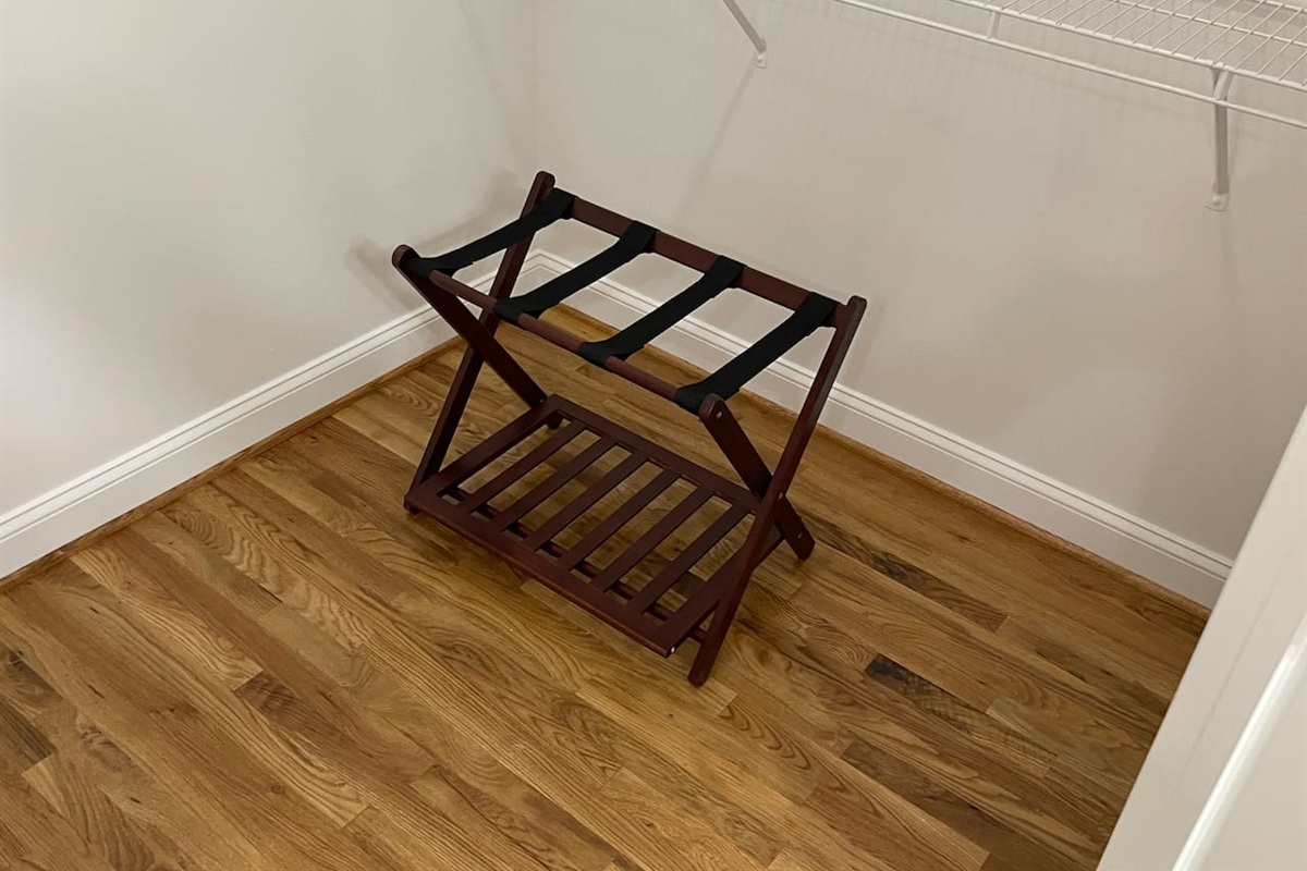 Luggage valet and clothes hangers provided in every bedroom closet