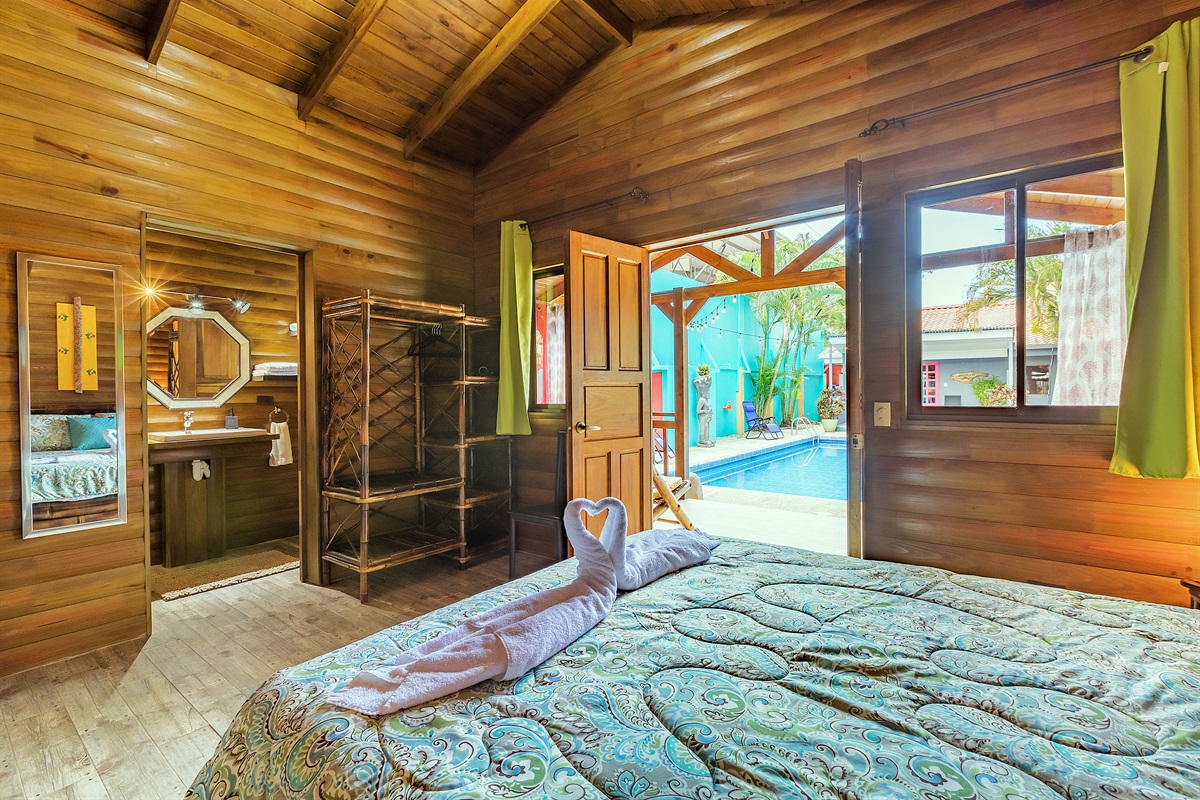 Bedroom view of pool