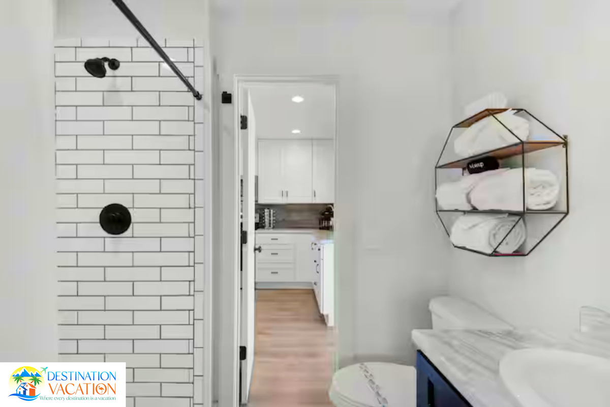 Refreshing shower space offers a clean, contemporary escape.