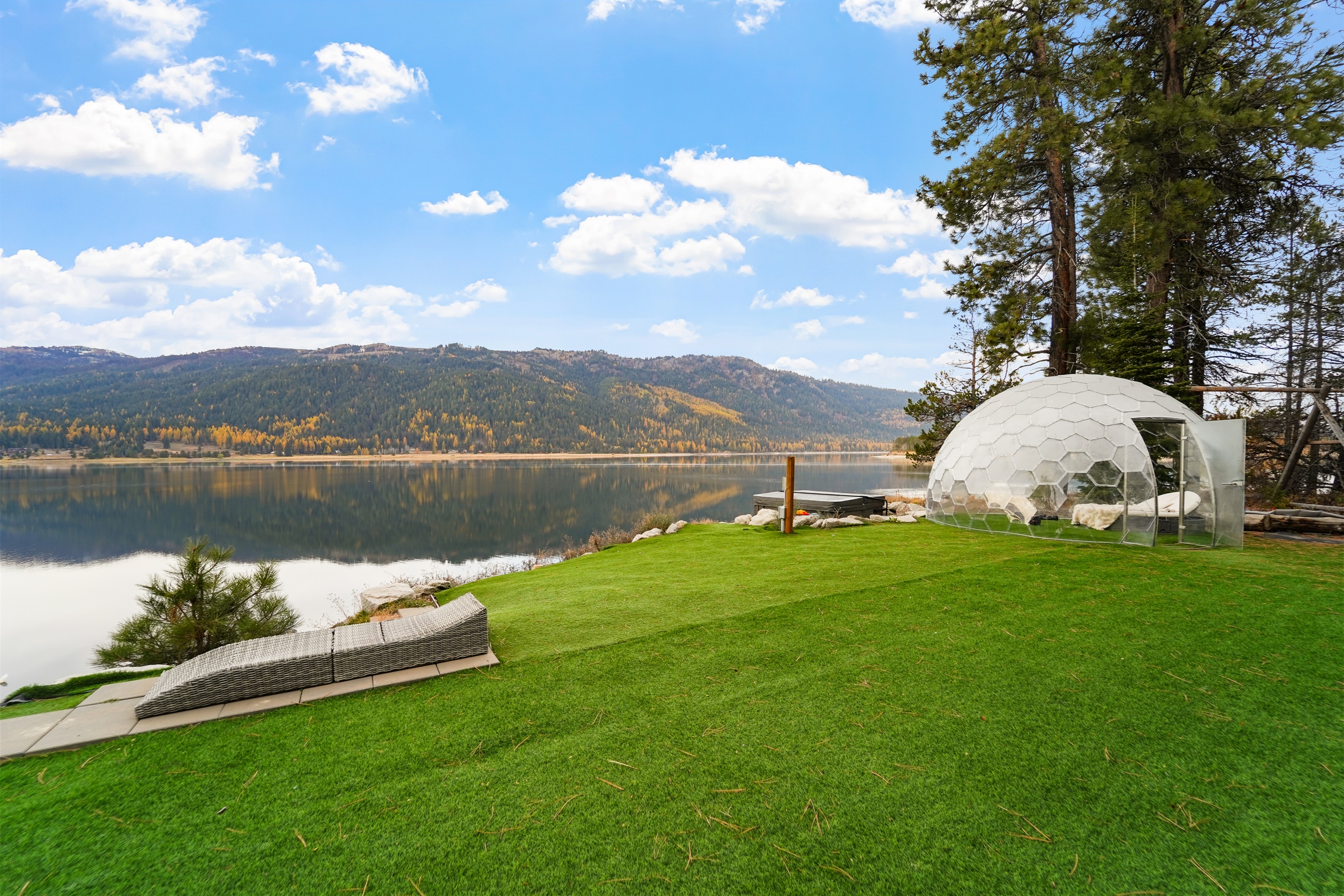 Stargaze from your private dome, right on the waterfront.