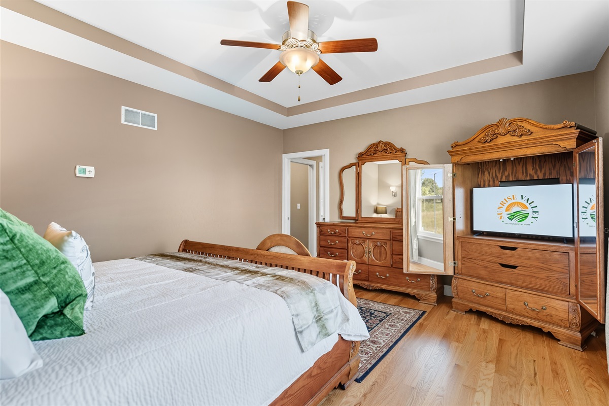 Peaceful and private. Recharge in this main floor king room, just off the heart of the home.