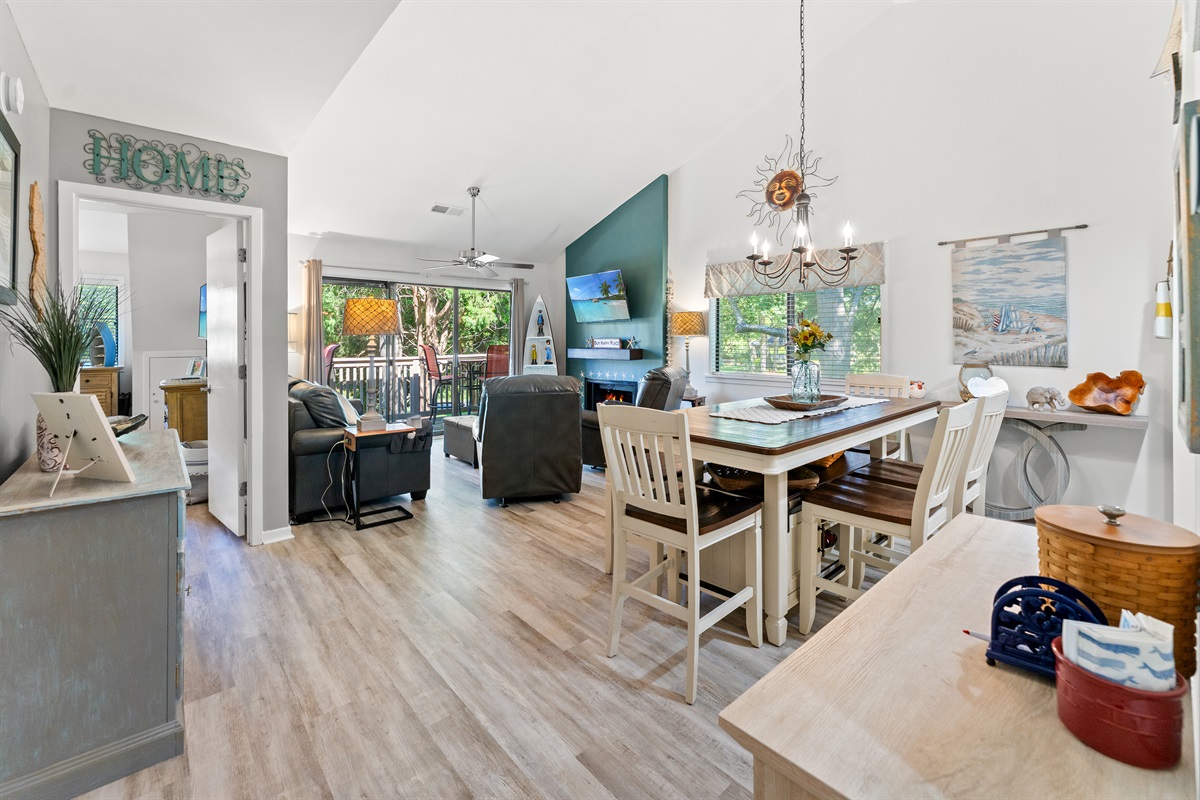 Wide open, spacious living room and dining room area