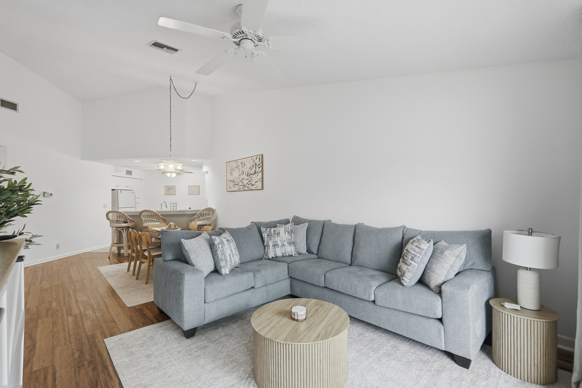 Spacious and comfortable, the living room offers a relaxing space to unwind, watch your favorite shows, or spend quality time together after a day of exploring St. Pete Beach and the surrounding Gulf Coast.