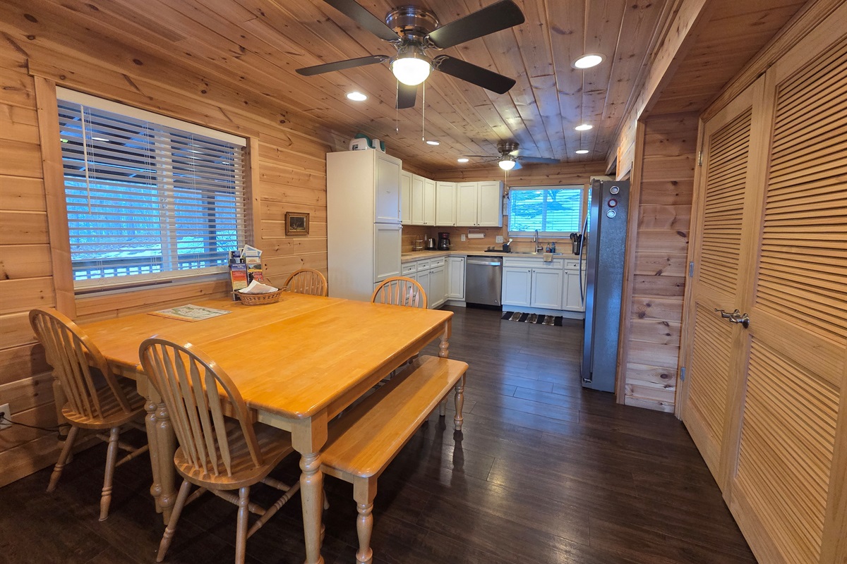 A spacious dining table, perfect for meals with family or friends.