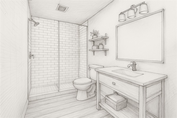 Updated Bathroom with New Tub/Shower Combo