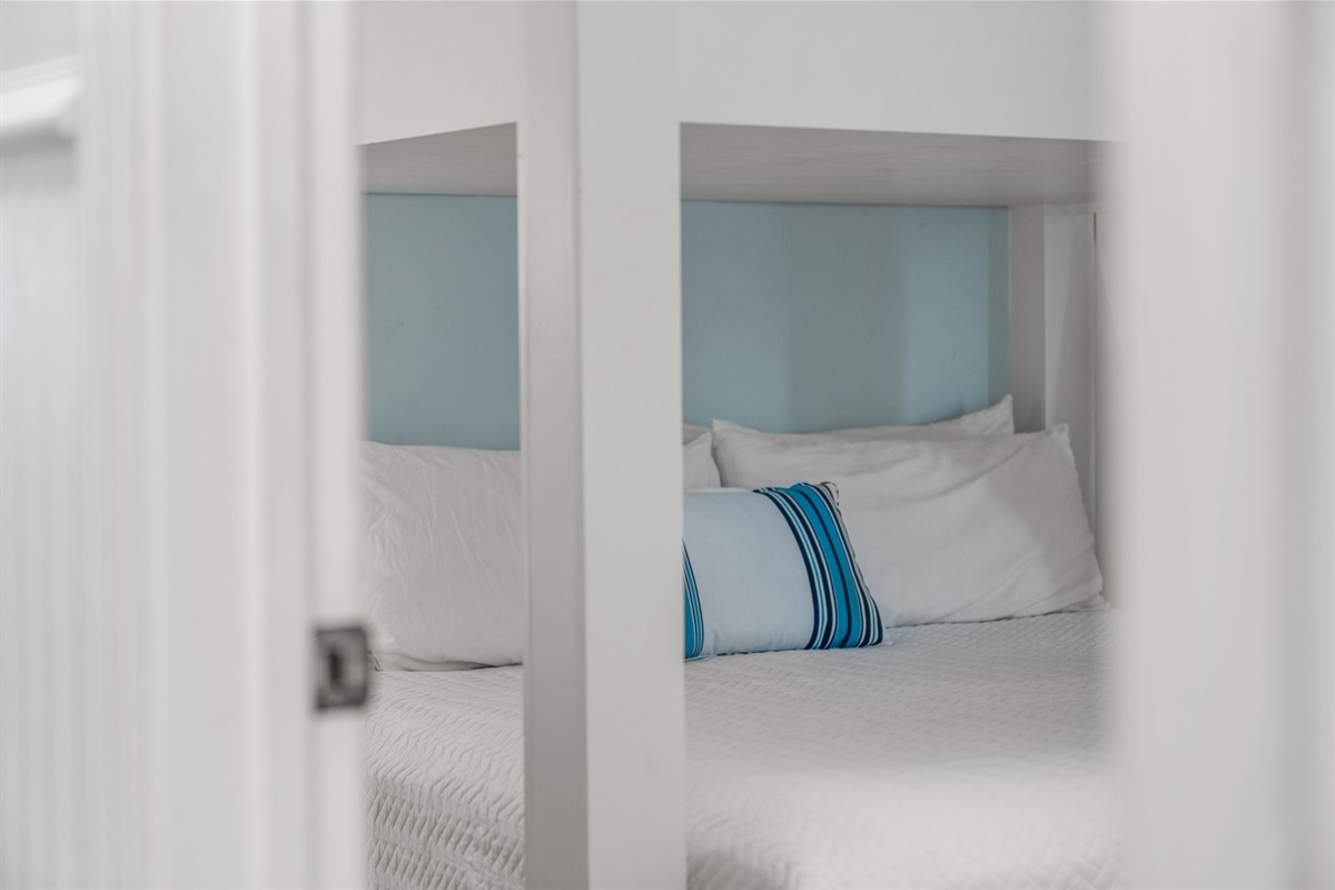 Bedroom 3: Bunk Room, shares jack n jill bath | Sand Dollar | 102 Oceanview | 1116 Ocean Blvd, Isle of Palms, SC | IOP Escapes