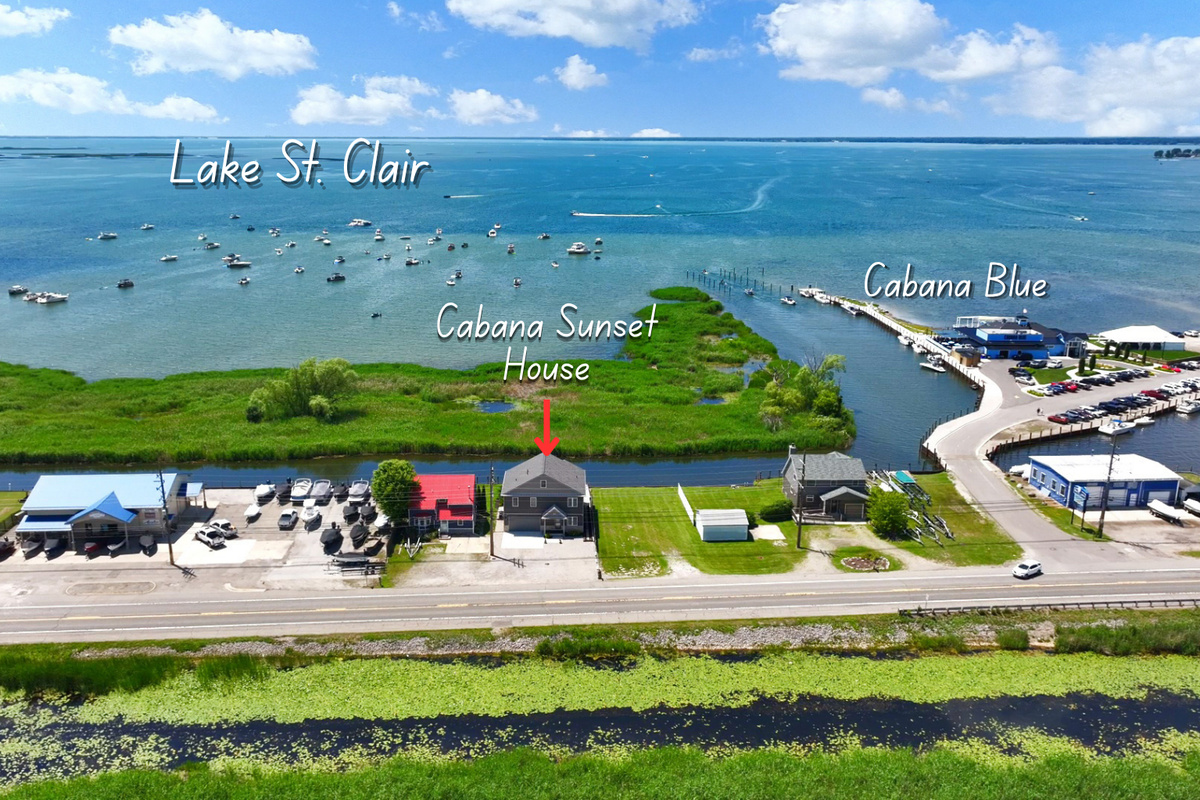Waterfront Cabana House on beautiful Lake St. Clair! Bring your boat and enjoy the Lake. Just steps from Cabana Blue, a popular waterfront restaurant, including a bar, and local entertainment.
