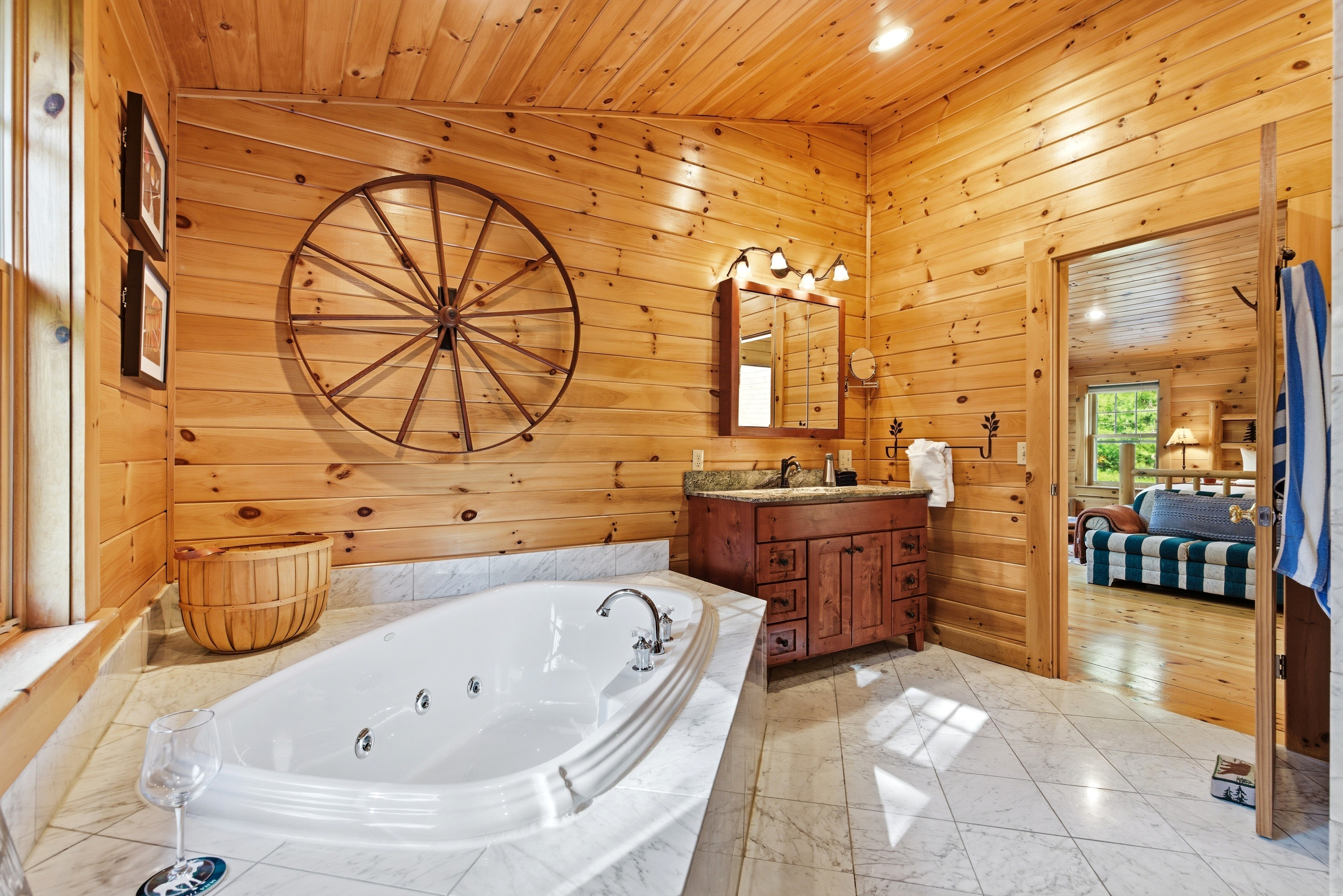 Relax in the luxurious jetted tub after a day of hiking, skiing, or exploring the mountains.