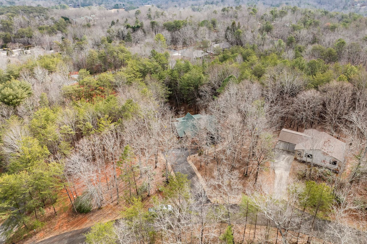 Upper drone view of the cabin
