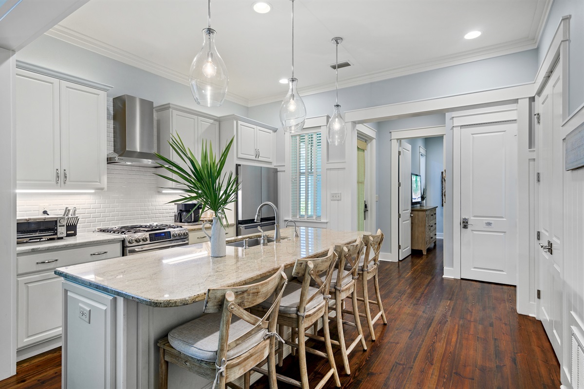 Fully equipped chef&rsquo;s kitchen with ample space for group cooking, entertaining, and family meals.