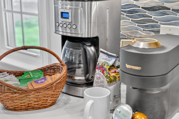 Complimentary coffee station stocked for the perfect start to your day.