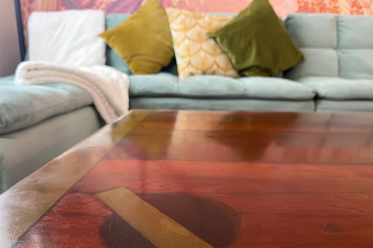 Coffee table made from antique ship hatch 