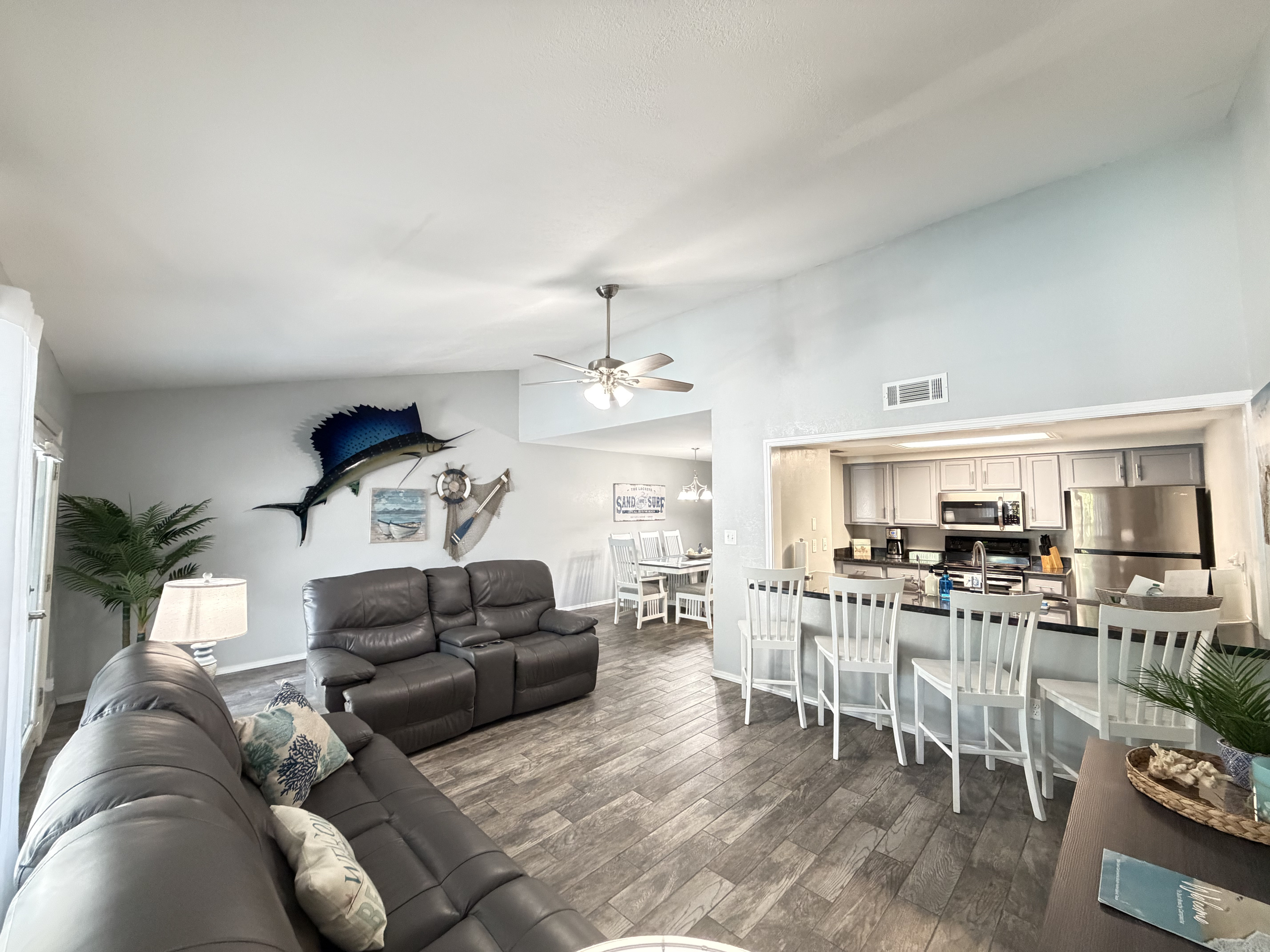 Living area and Bar/Kitchen Area
