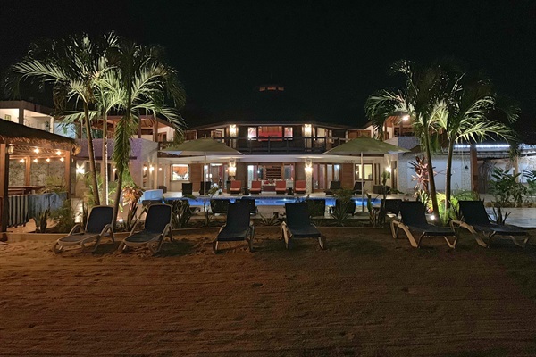 Night Shot: View of the Villa from the Beach