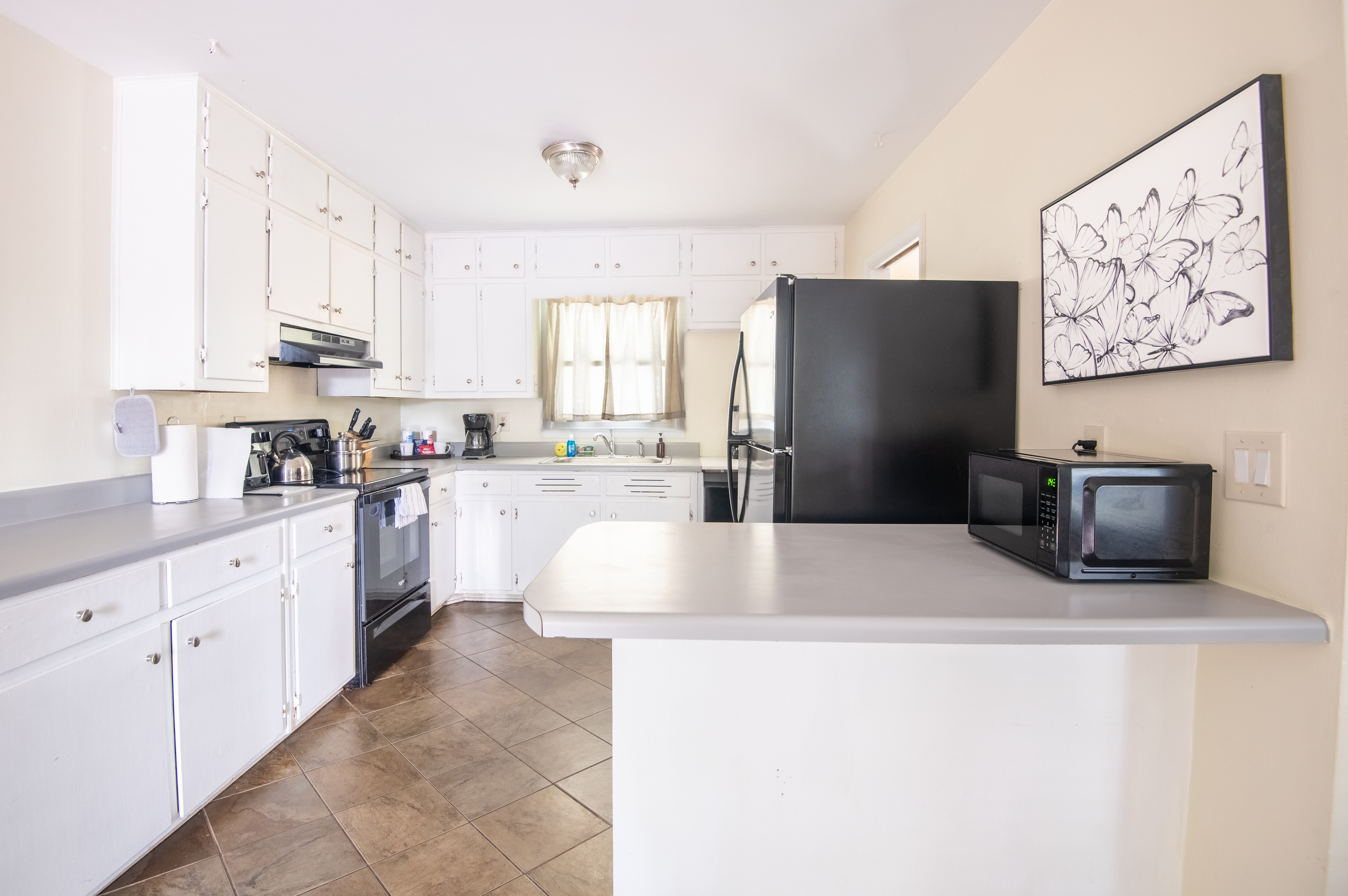 With generous counter space and a full set of appliances, there's plenty of room to cook, serve, and gather before your next adventure.