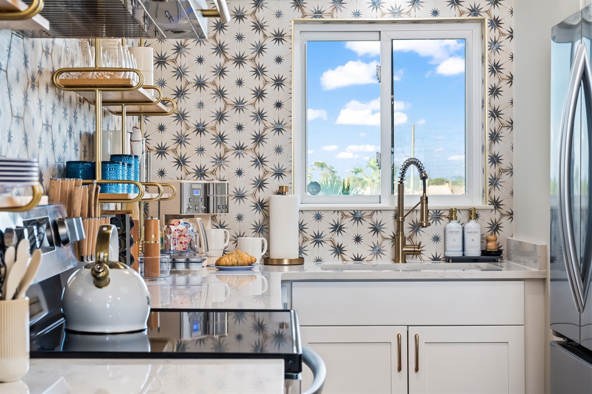 Wash up with sunlight streaming through the window.