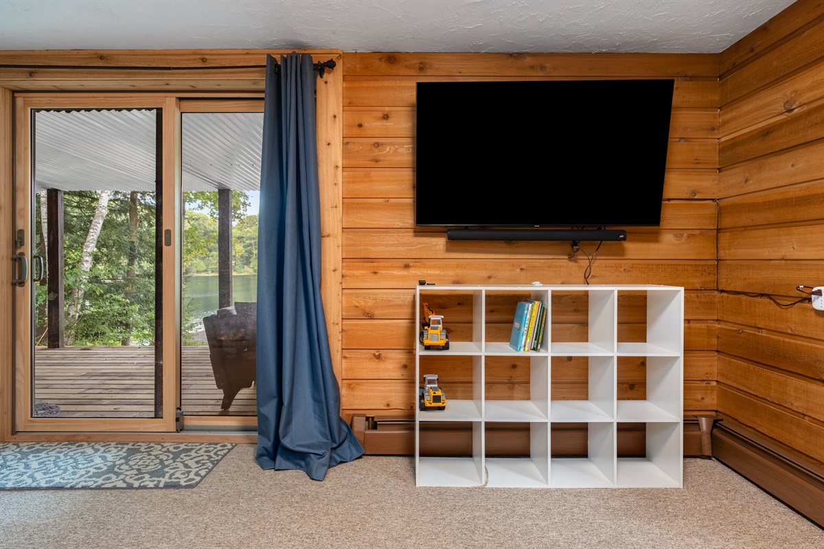 Lower-level lounge with TV