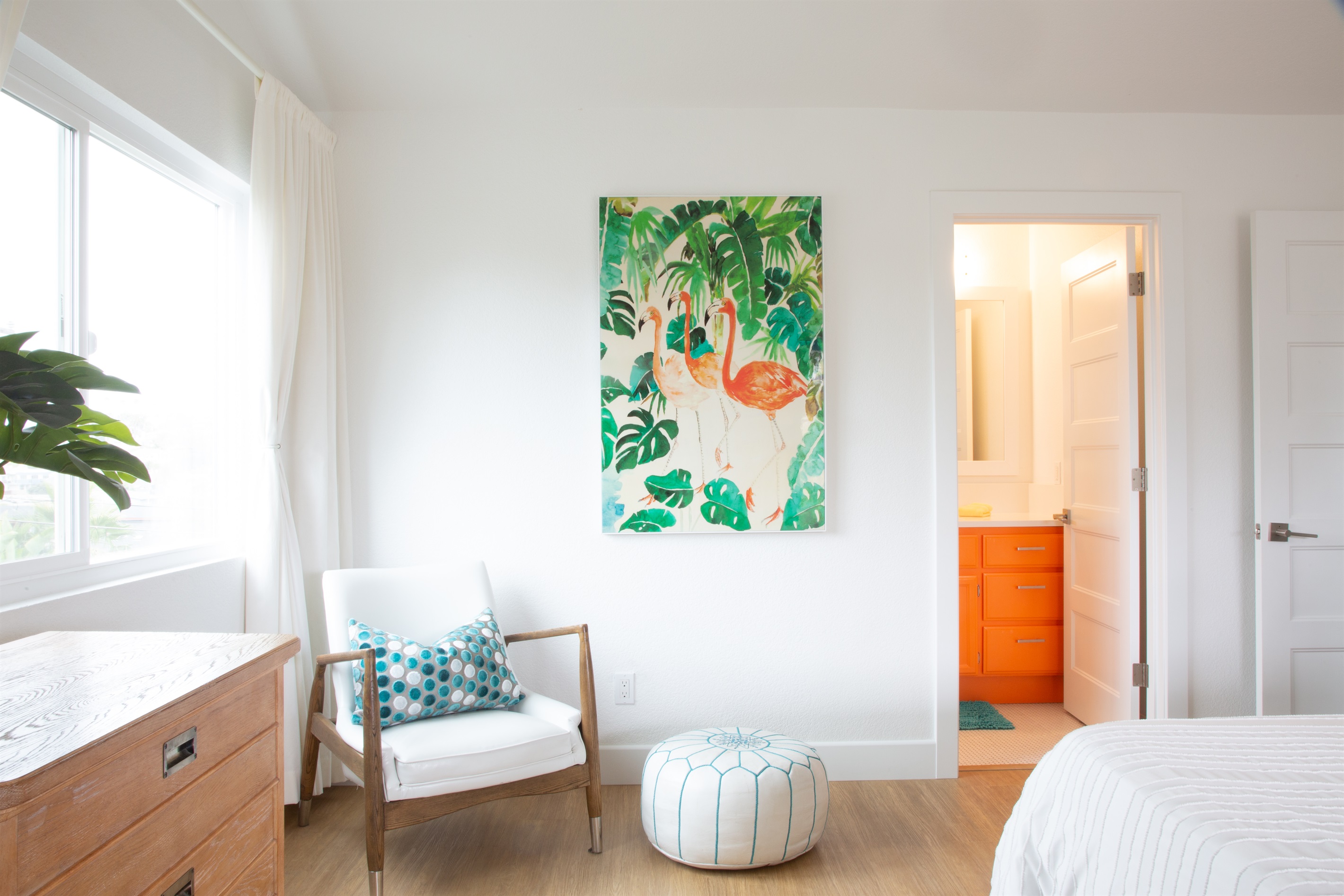 Primary en suite bathroom with walk in shower