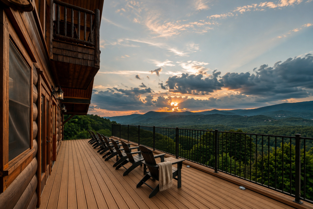 Take in Breathtaking Smoky Mountain Sunsets from the Wraparound Deck