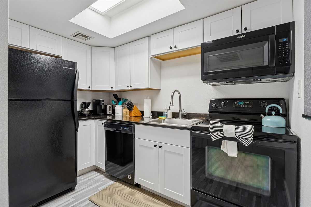 Close up photo of the fully kitchen at your disposal.