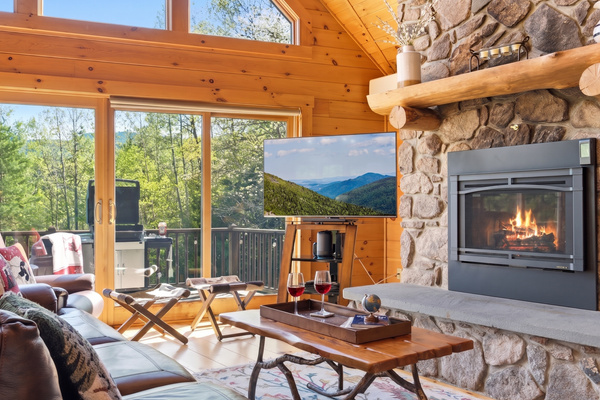 Gather around the fireplace and enjoy the warmth and charm of this welcoming mountain retreat.