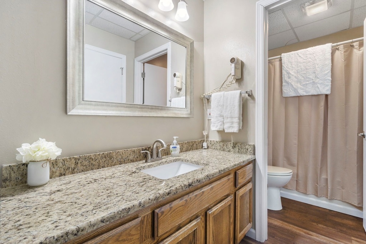 Branson HideAway Right Bedroom Bathroom with sperate sink and toilet/shower area