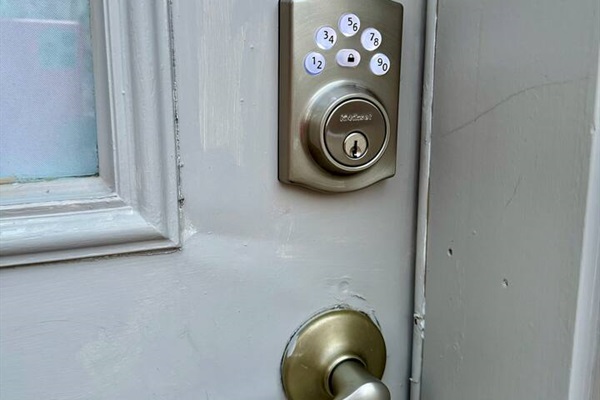 Touch pad key entry for arriving on your own time schedule. 
