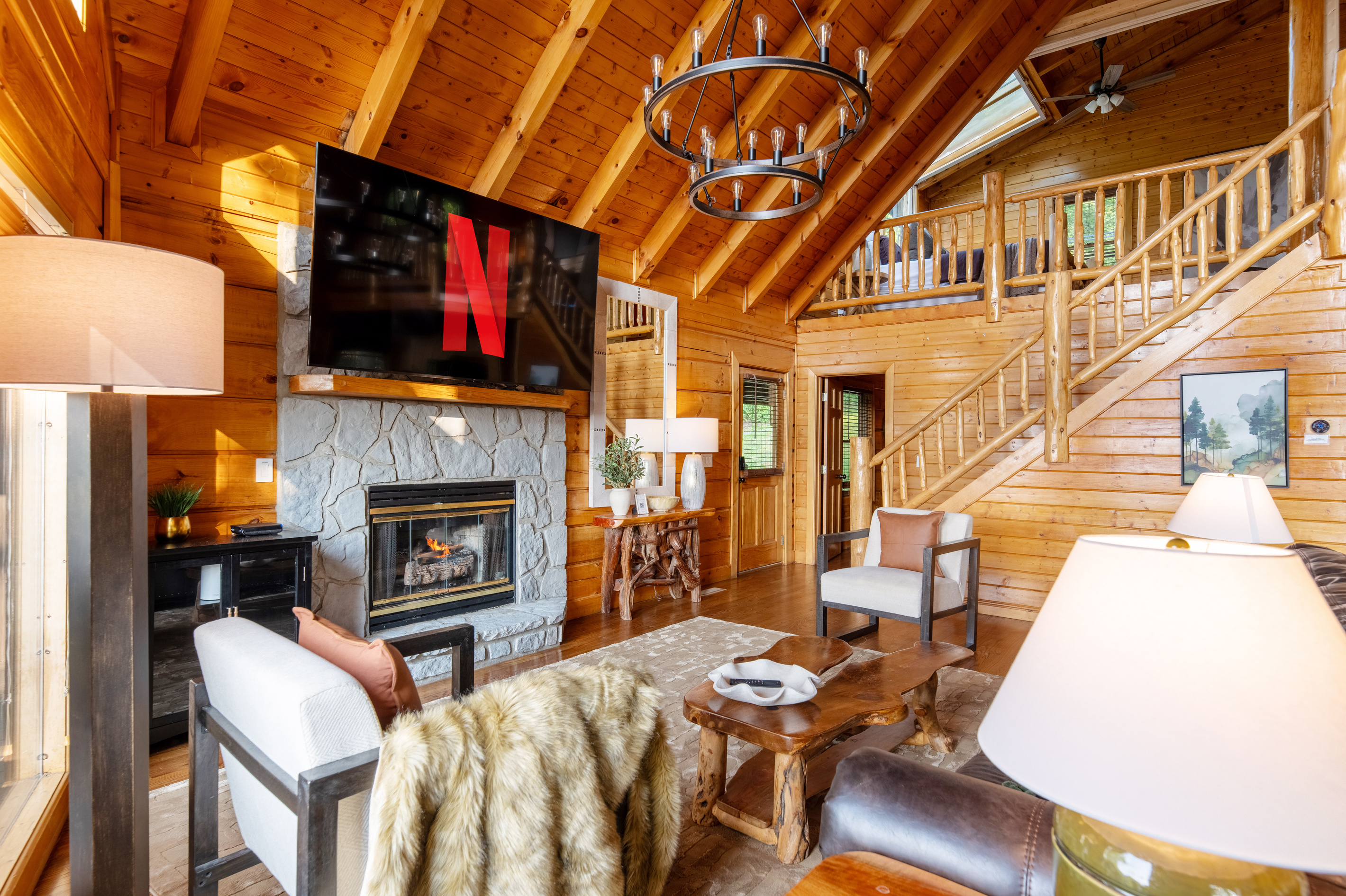High ceilings in this open concept living area