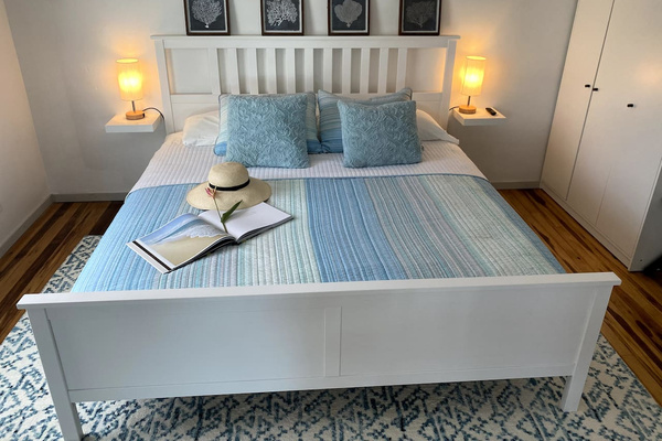 Here we have the super duper comfy Coral Suite King bed. One thing you can count on with our home is super comfy with the beds and linens. After all we spend 8 hours sleeping(if you don't have young kids), might as well get the best!