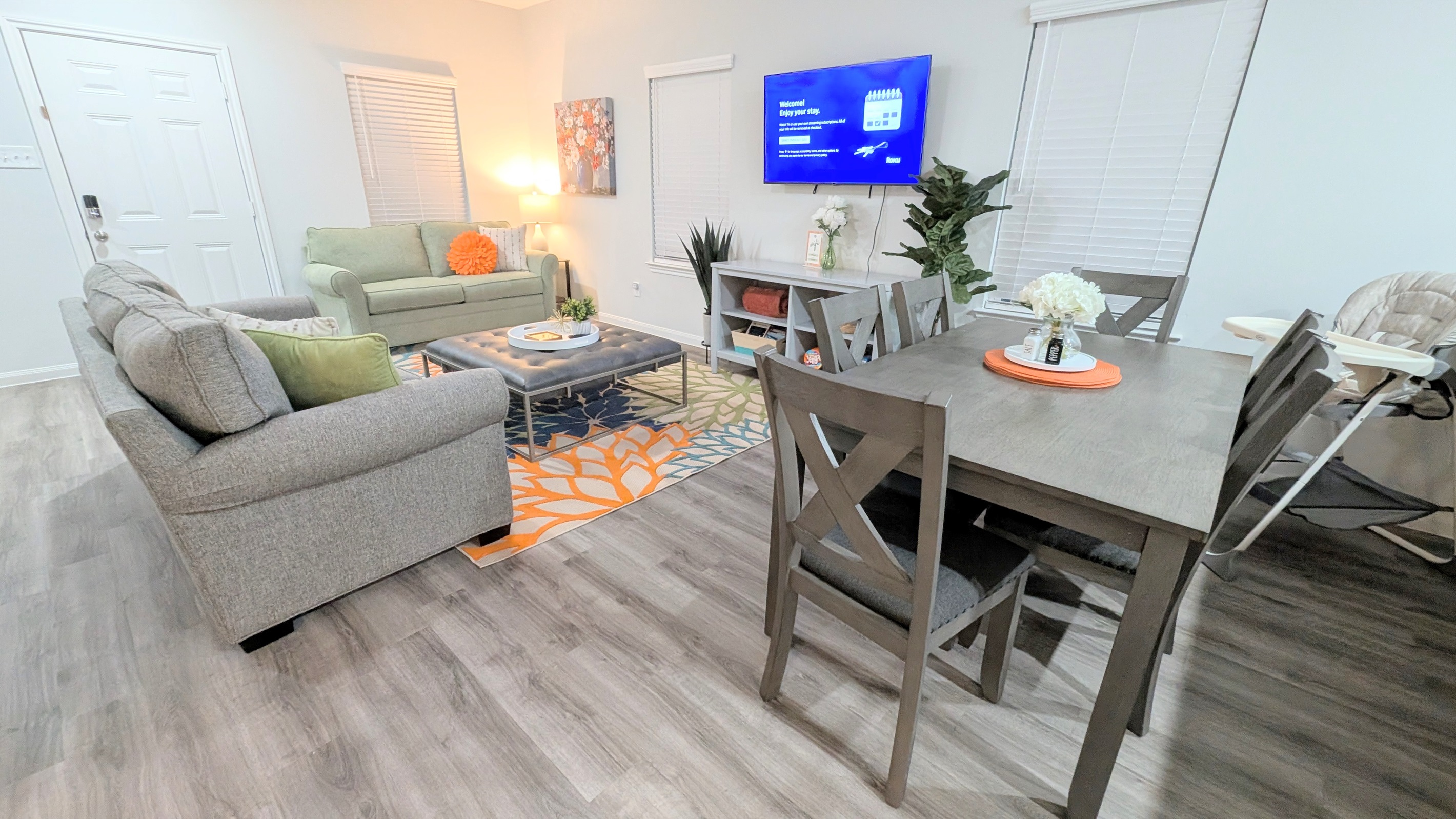 Open concept living and dining area.