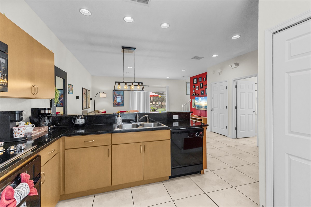 Kitchen view connecting dining and living spaces for easy entertaining