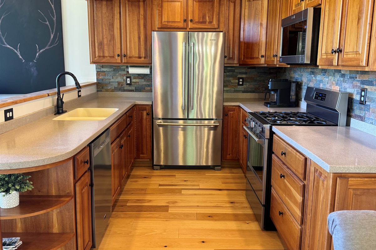Renovated kitchen with stainless steel appliances